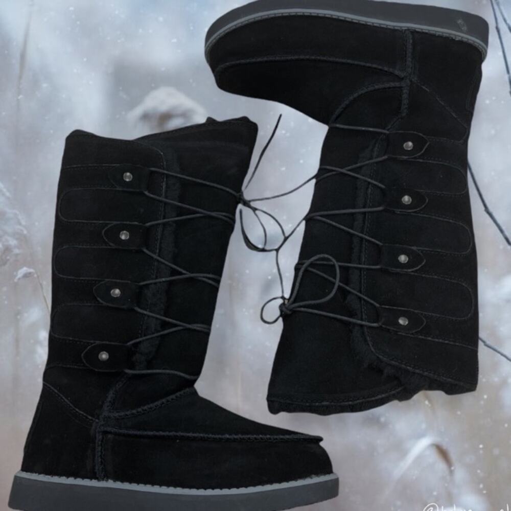 New in Box Aussie Merino Tasman Black Suede & Wool Boots Sz 4 - Picture 2 of 10
